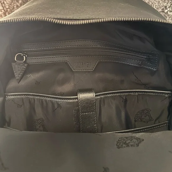 Versace Unisex Black Leather Backpack